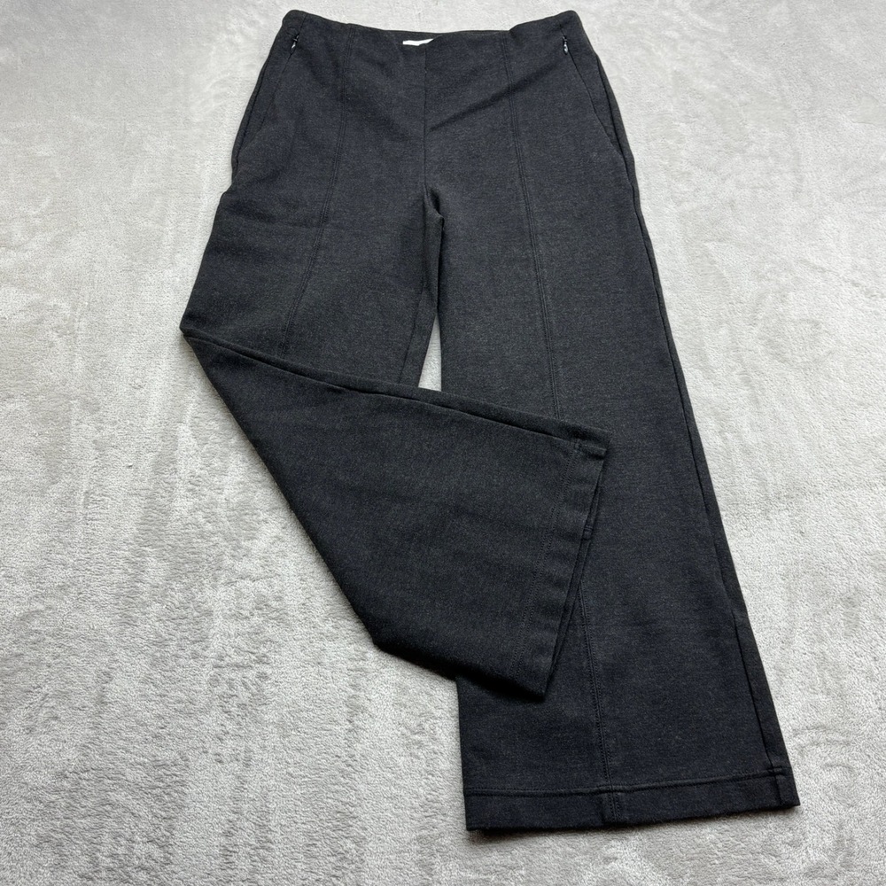 LOFT Wide Leg Trousers Women's M Petite Gray Side Zip Ponte Office Career Pants